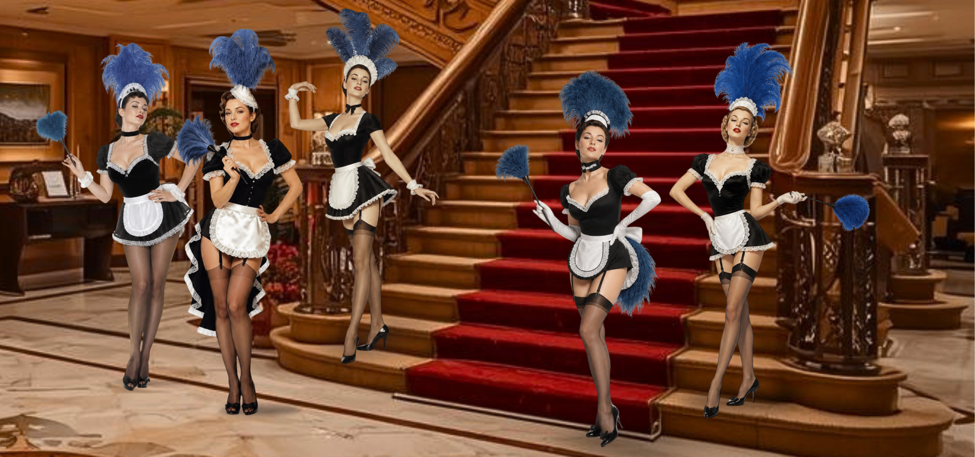 Showgirls on the grand staircase